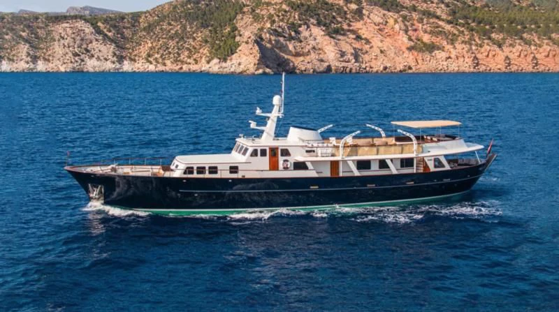a boat on the water aboard SANTA MARIA Yacht for Sale