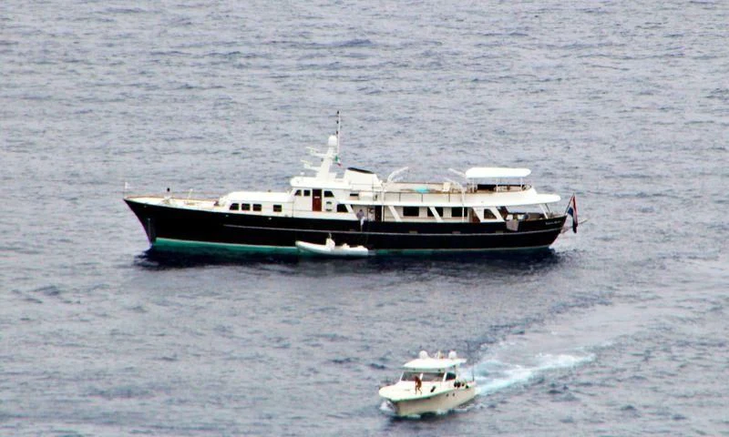 a boat on the water aboard SANTA MARIA Yacht for Sale
