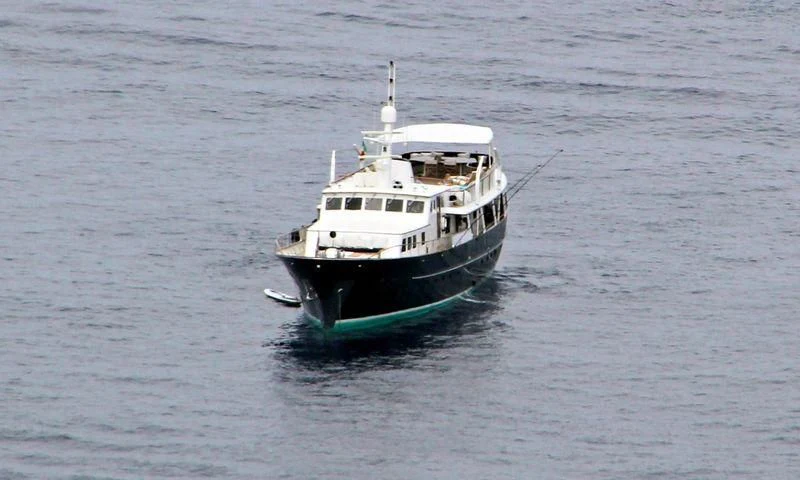 a boat in the water aboard SANTA MARIA Yacht for Sale