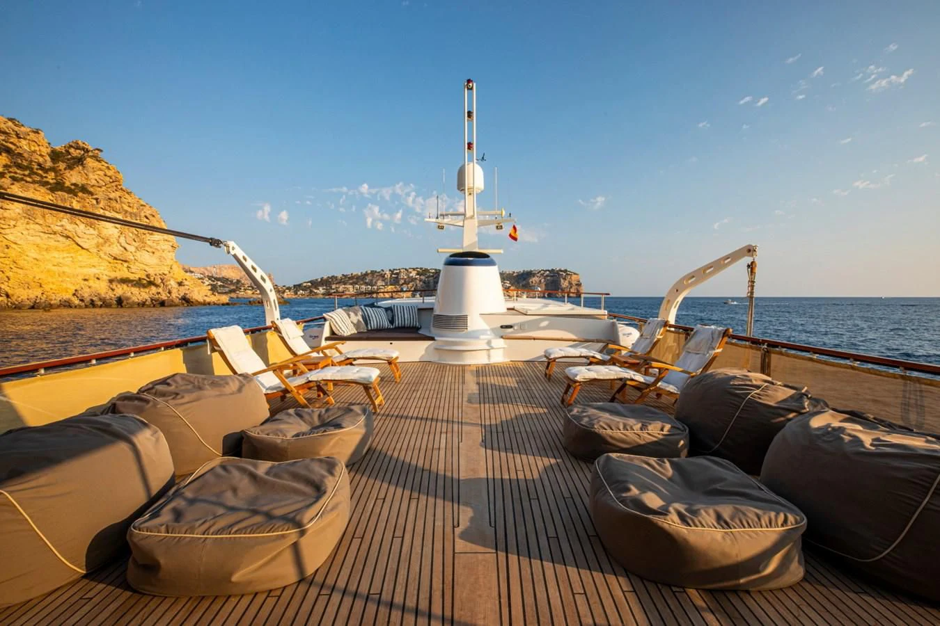 a boat on a deck aboard SANTA MARIA Yacht for Sale