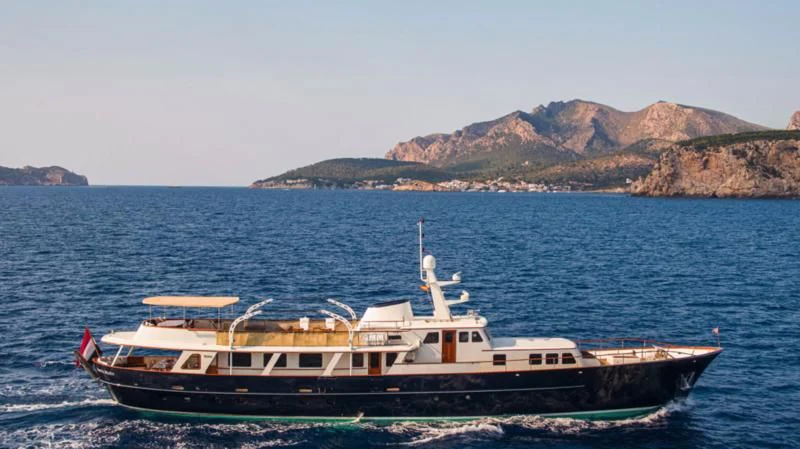 a boat on the water aboard SANTA MARIA Yacht for Sale