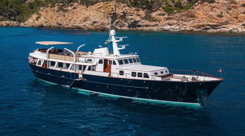 a boat on the water aboard SANTA MARIA Yacht for Sale