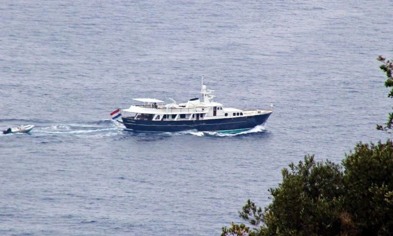 a boat in the water aboard SANTA MARIA Yacht for Sale