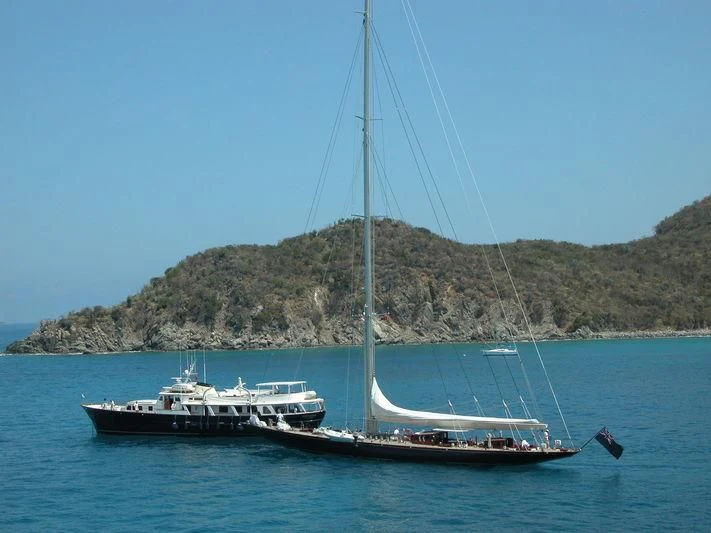 a boat sailing on the water aboard SANTA MARIA Yacht for Sale