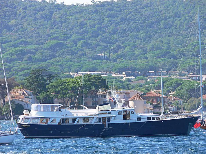 a boat in the water aboard SANTA MARIA Yacht for Sale