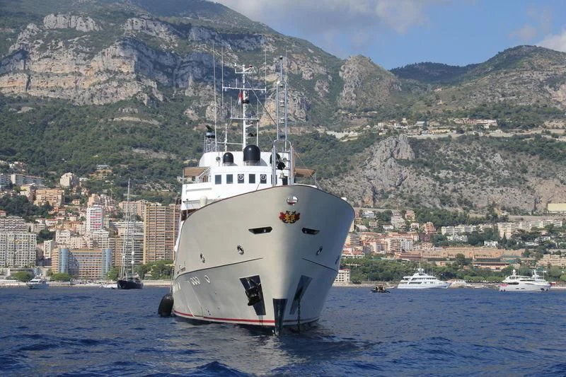 a white boat in the water aboard NORTH SEA Yacht for Sale