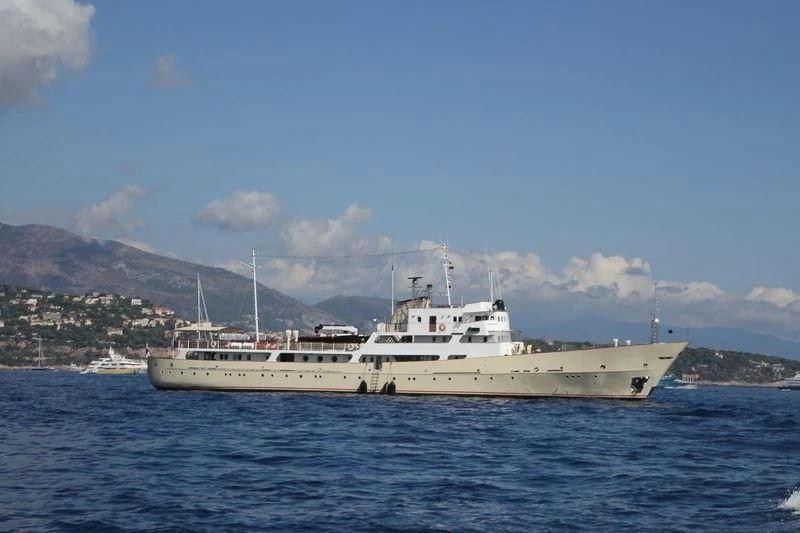 a white boat in the water aboard NORTH SEA Yacht for Sale