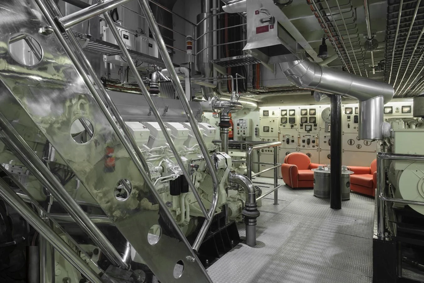 a large factory machinery aboard NORTH SEA Yacht for Sale