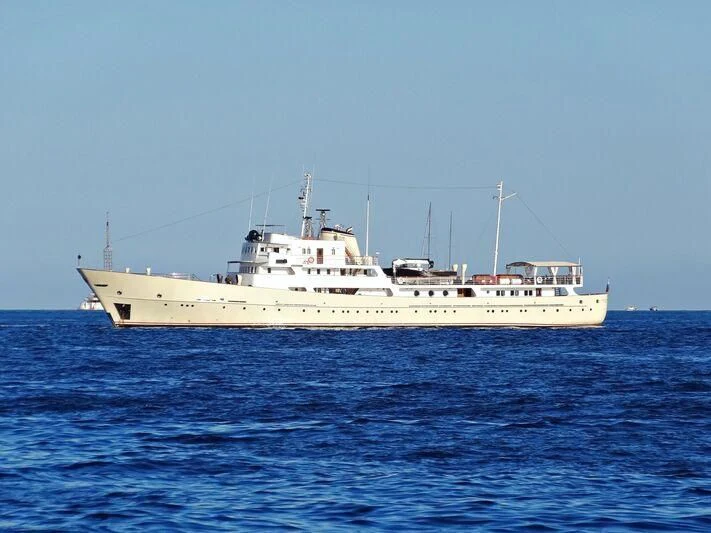 a large white boat in the water aboard NORTH SEA Yacht for Sale