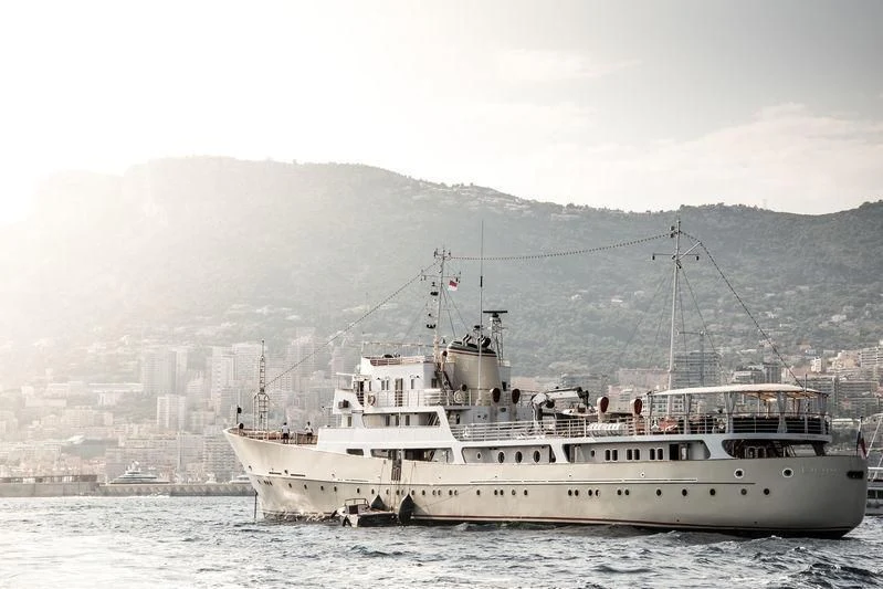 a large white boat in the water aboard NORTH SEA Yacht for Sale