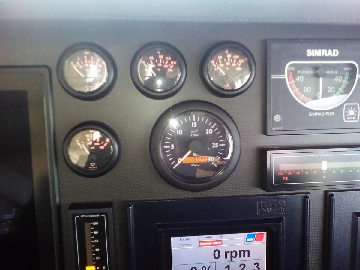 a close-up of a car dashboard aboard SUN ANEMOS Yacht for Charter