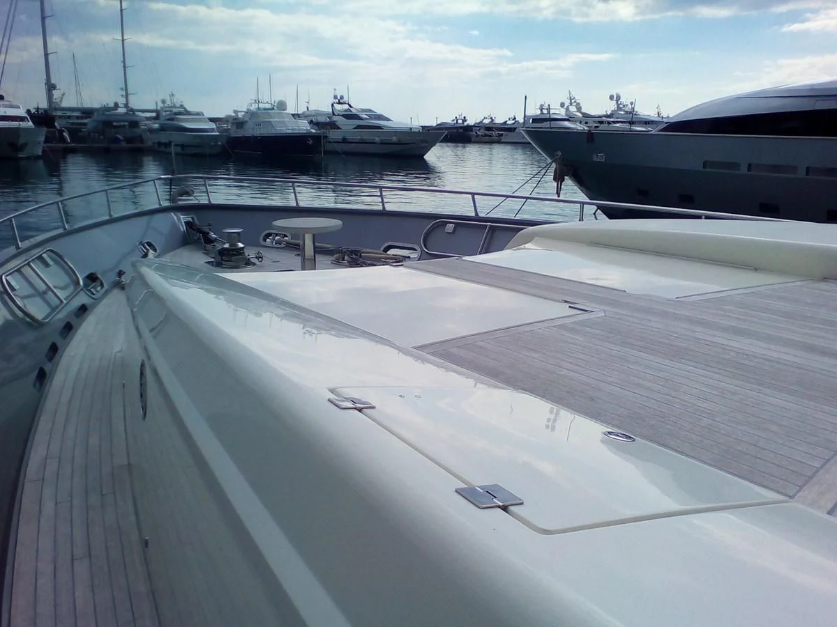 a deck with many boats aboard SUN ANEMOS Yacht for Charter