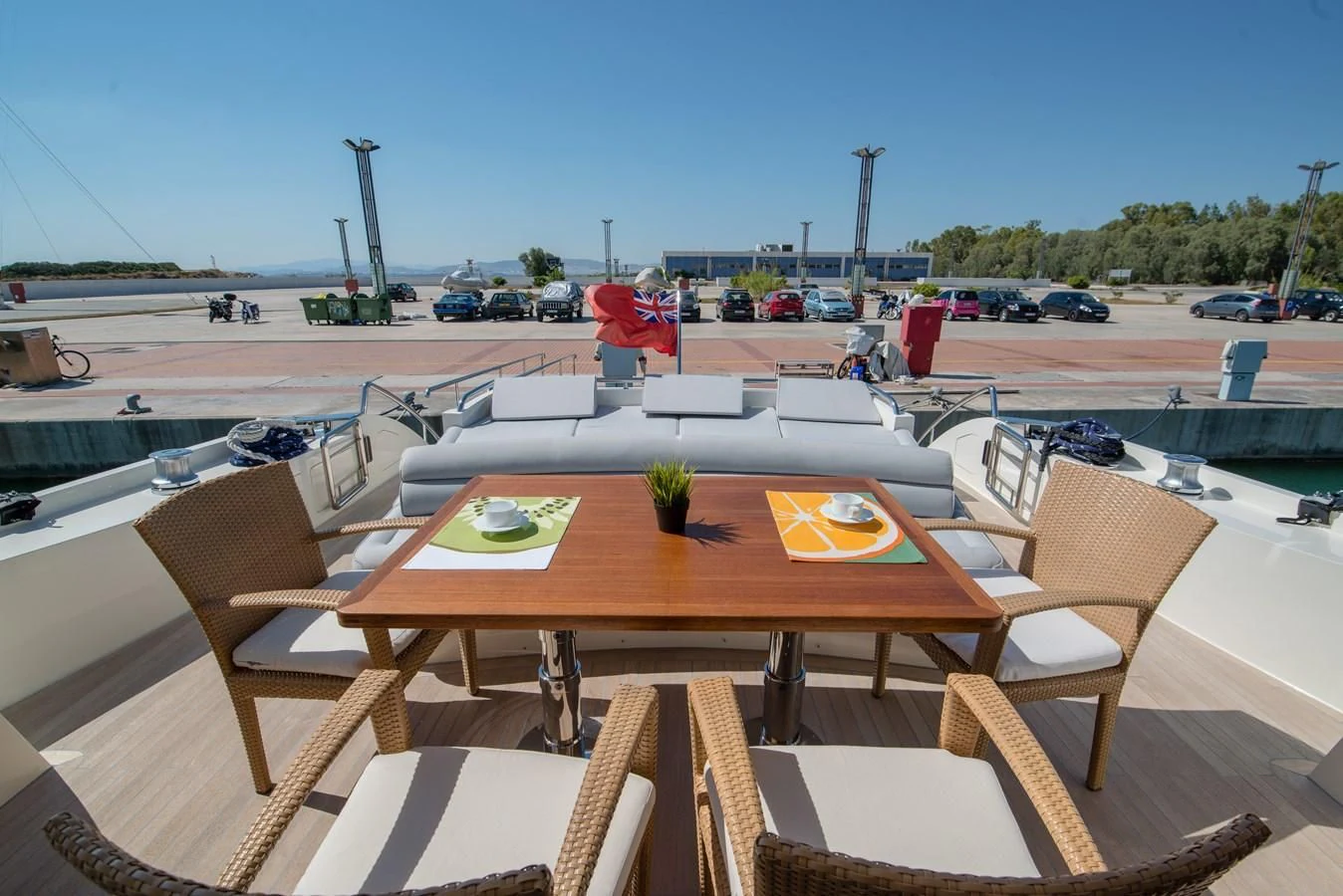 a table with chairs on it aboard SUN ANEMOS Yacht for Charter