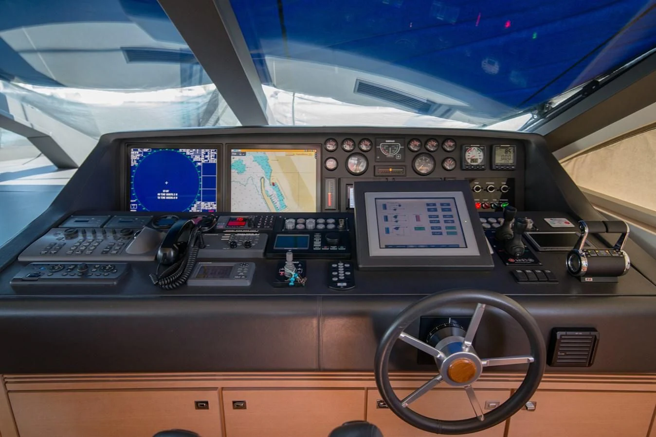 the inside of a cockpit aboard SUN ANEMOS Yacht for Charter