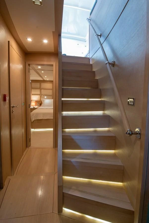 a set of stairs in a room aboard SUN ANEMOS Yacht for Charter