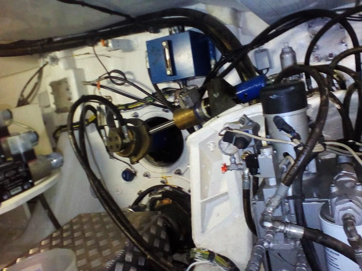 a close-up of a car engine aboard SUN ANEMOS Yacht for Charter
