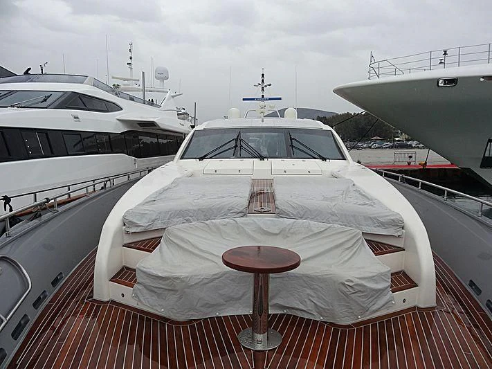 a white yacht on a deck aboard SUN ANEMOS Yacht for Charter