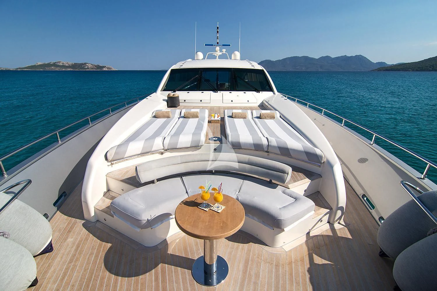 a boat on a deck aboard SUN ANEMOS Yacht for Charter