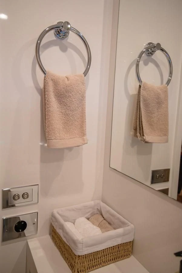 towels on a rack aboard SUN ANEMOS Yacht for Charter
