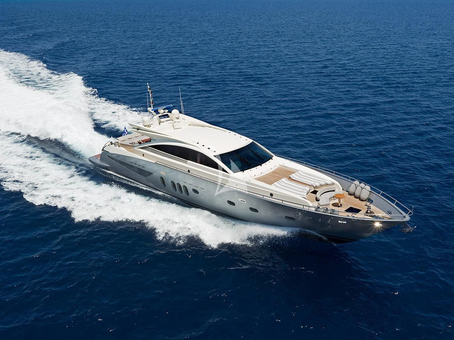 a white yacht in the water aboard SUN ANEMOS Yacht for Charter