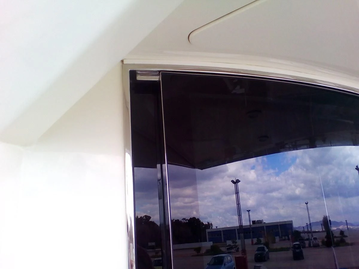 a large building with a lot of windows aboard SUN ANEMOS Yacht for Charter