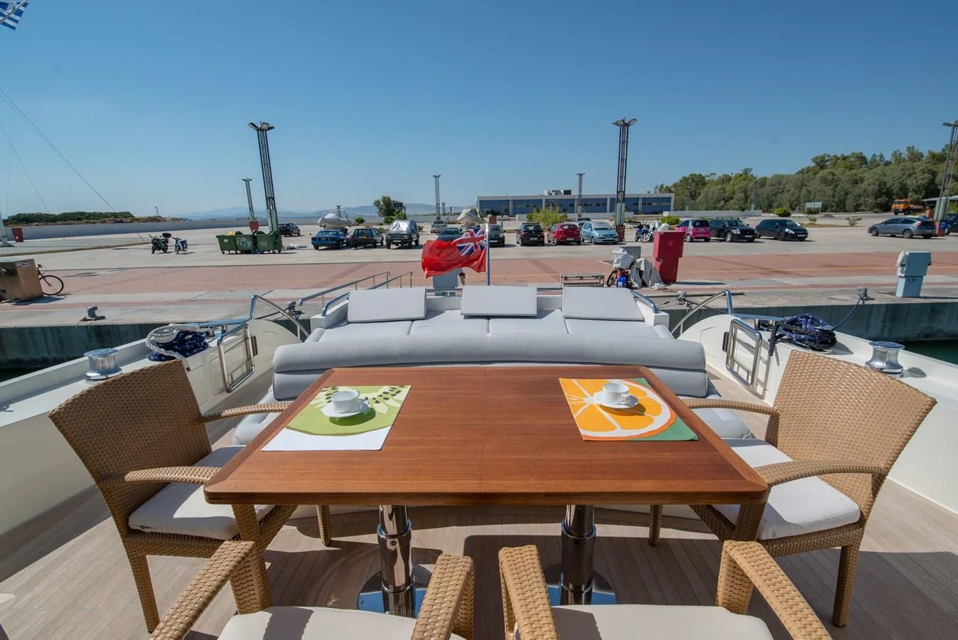 a table with chairs on it aboard SUN ANEMOS Yacht for Charter