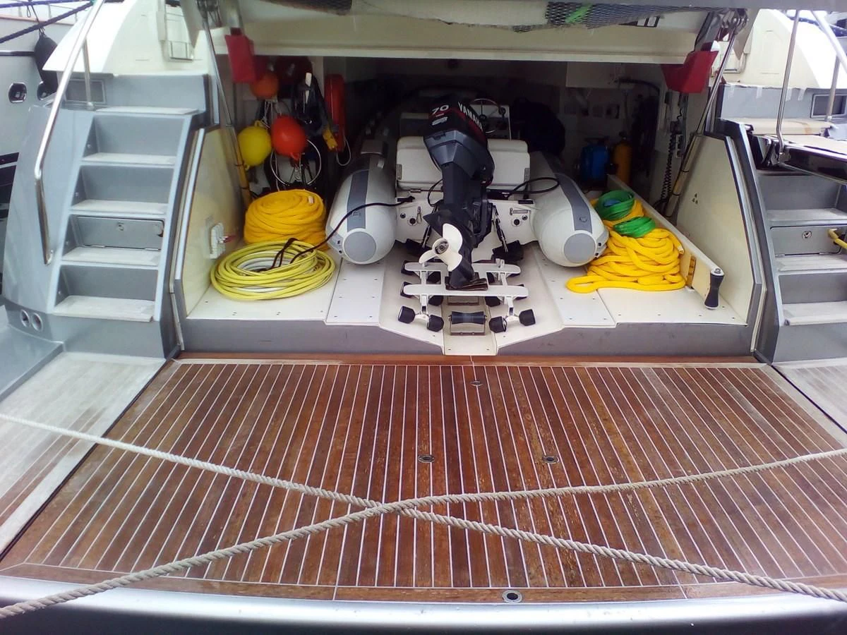 a kitchen with a few items on the counter aboard SUN ANEMOS Yacht for Charter