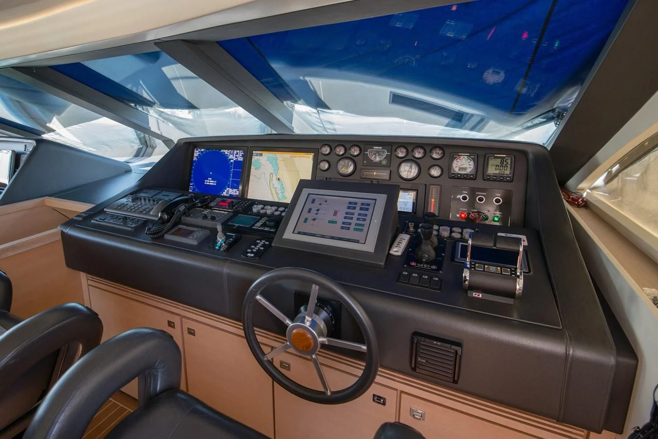 inside of a car aboard SUN ANEMOS Yacht for Charter