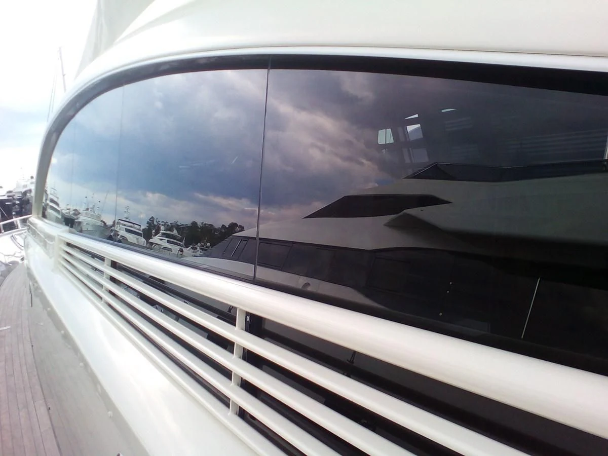 a side view of a car aboard SUN ANEMOS Yacht for Charter