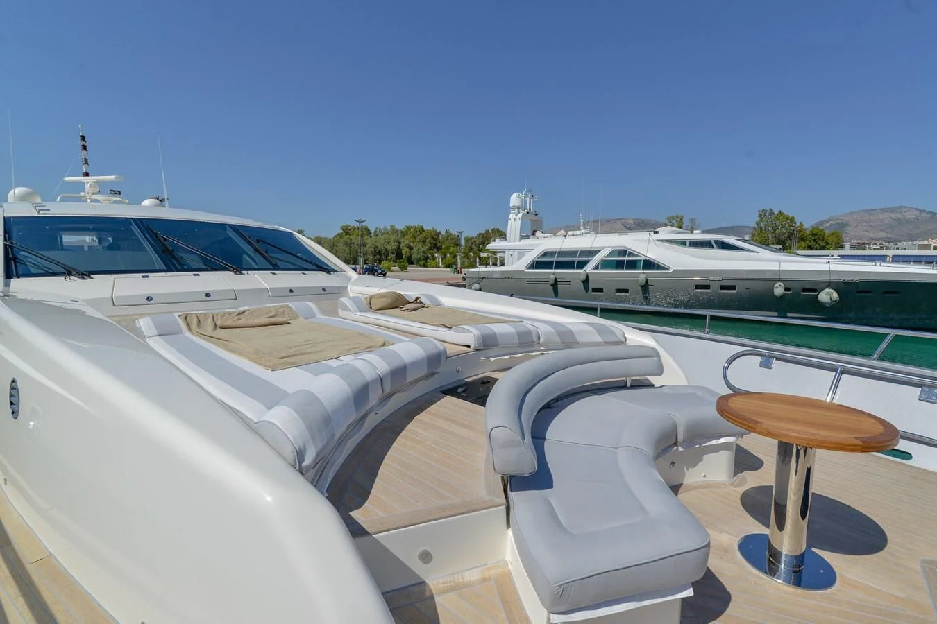 a boat on a deck aboard SUN ANEMOS Yacht for Charter