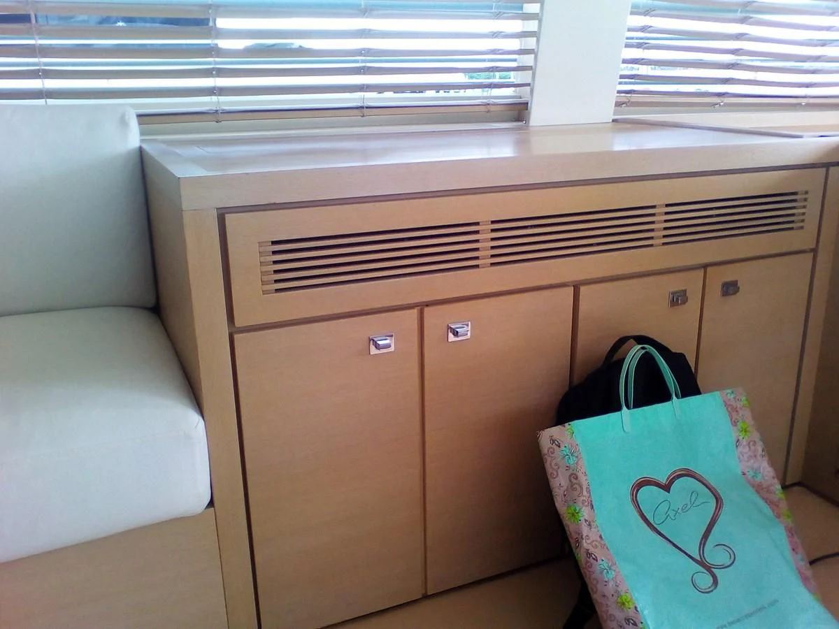 a bag on a counter aboard SUN ANEMOS Yacht for Charter