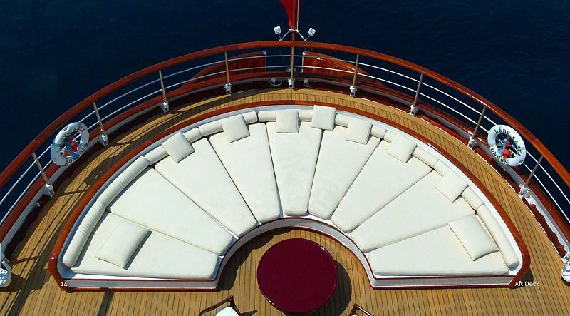 a large white and orange boat aboard LADY SARYA Yacht for Sale