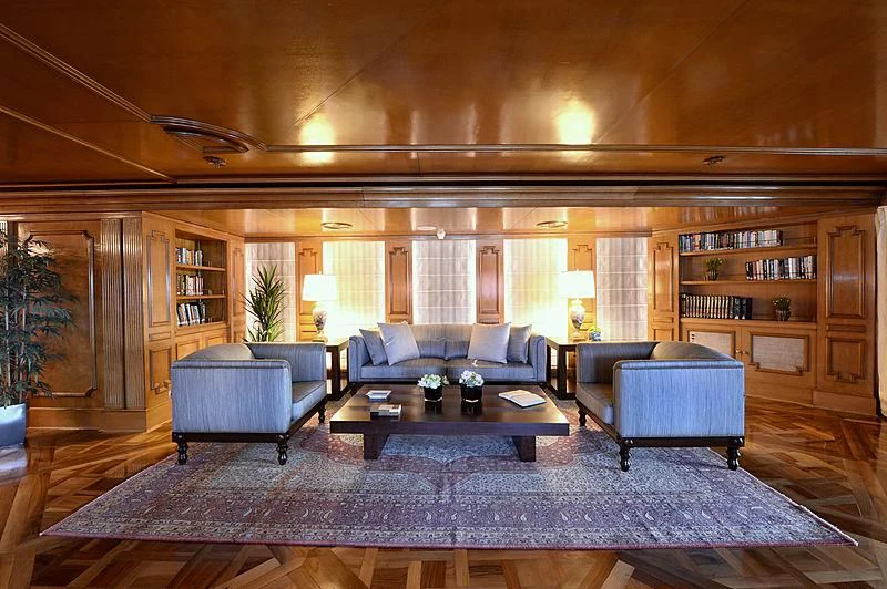 a large living room with a large open floor plan aboard LADY SARYA Yacht for Sale