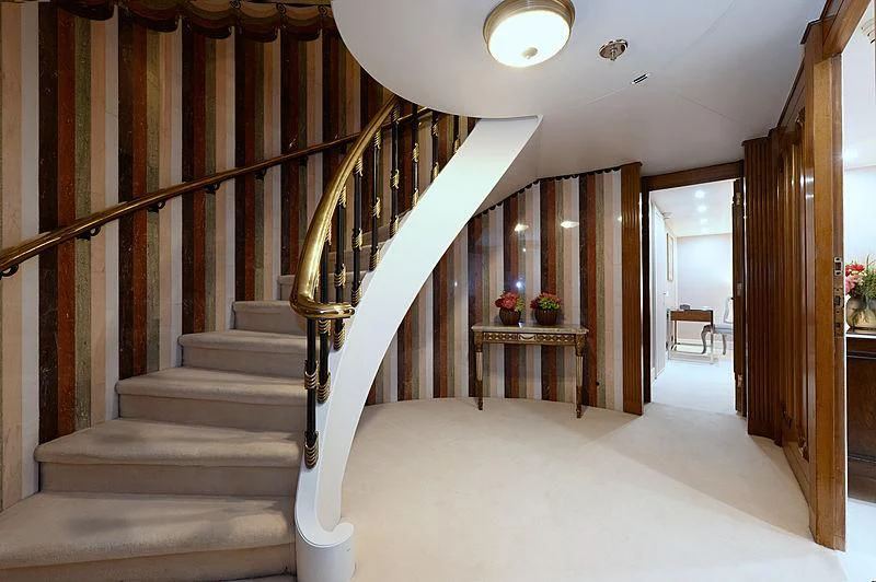 a staircase in a house aboard LADY SARYA Yacht for Sale