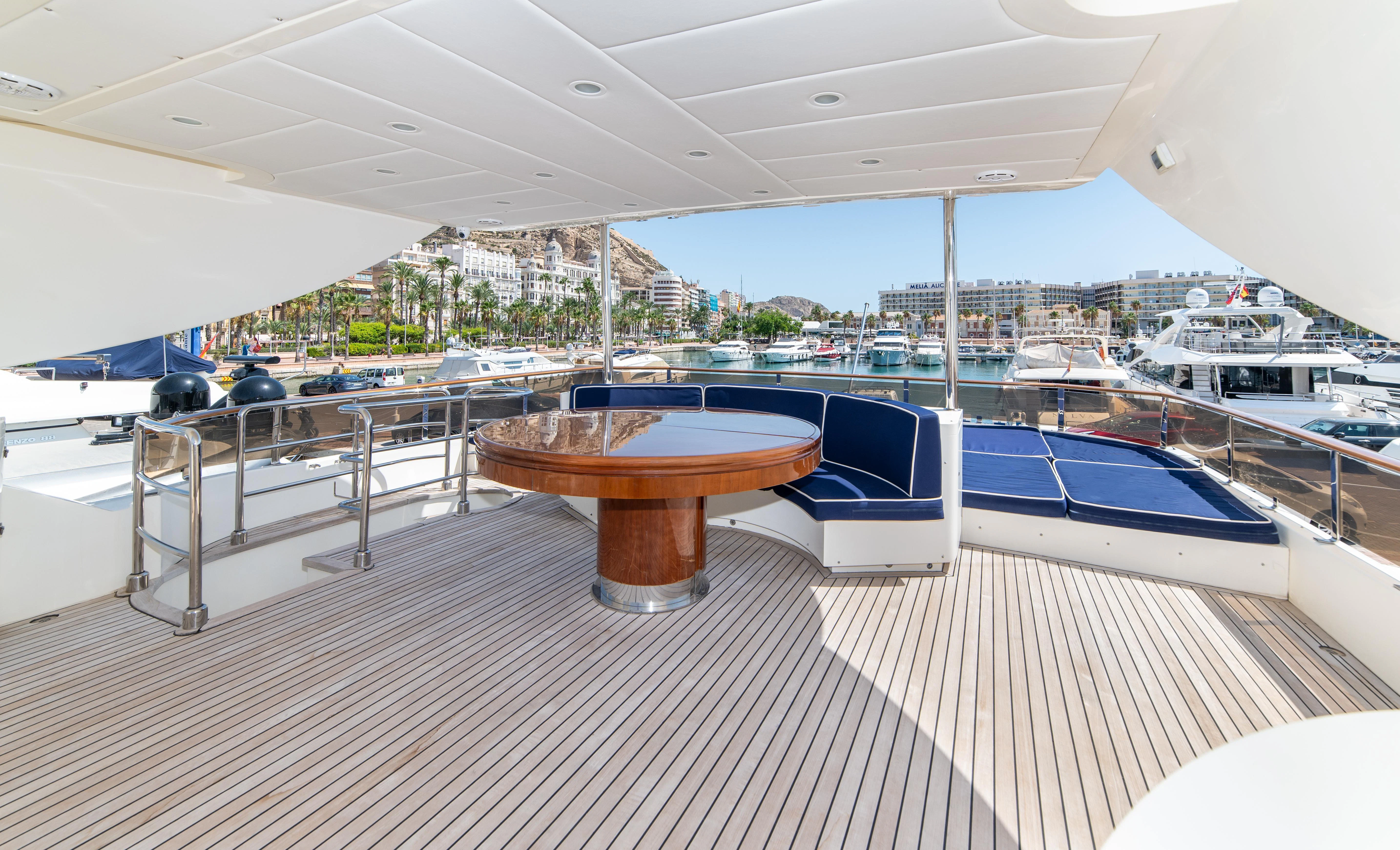 a table on a deck aboard LADY SARYA Yacht for Sale