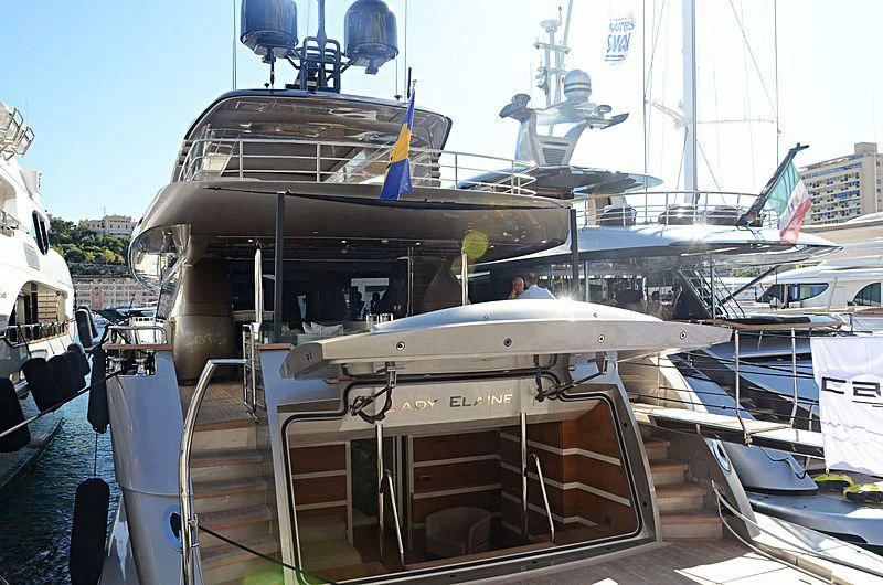 a boat docked at a pier aboard THE PALM Yacht for Sale