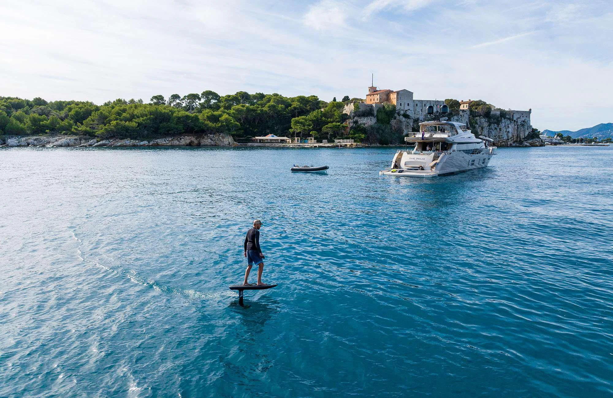a person on a jet ski in the water aboard THE PALM Yacht for Sale