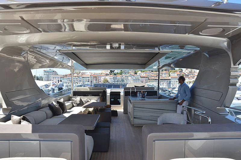 a person standing in a room aboard THE PALM Yacht for Sale