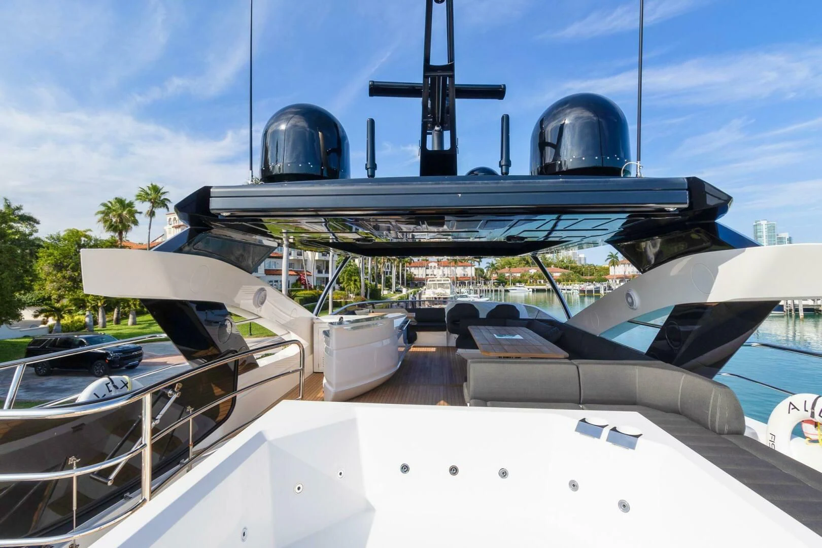 a large metal object with a black cross on top of it aboard ALEXA Yacht for Sale