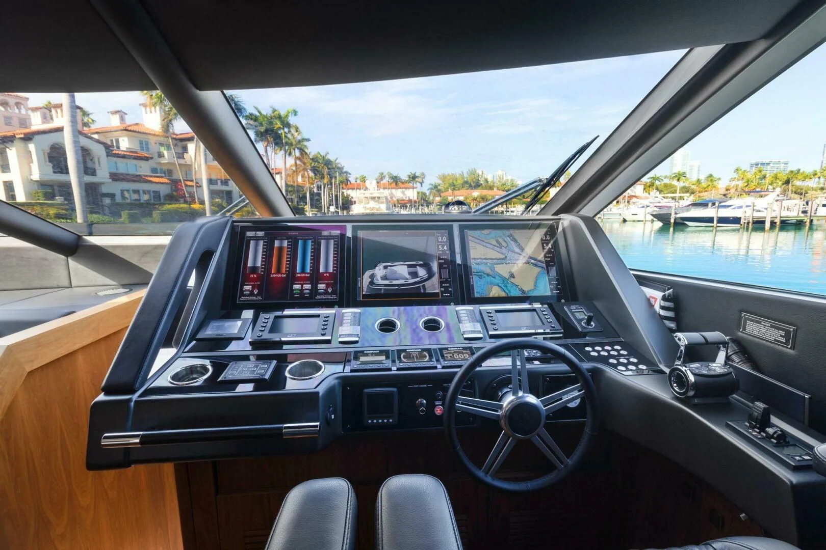 inside of a car aboard ALEXA Yacht for Sale