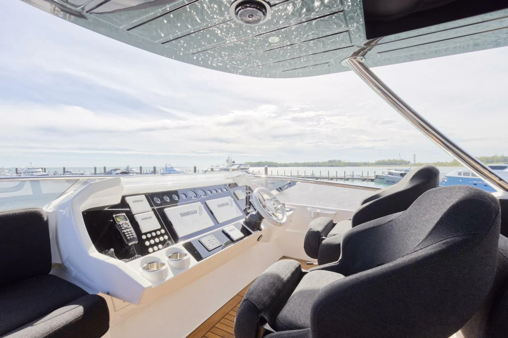inside of a cockpit aboard ALEXA Yacht for Sale