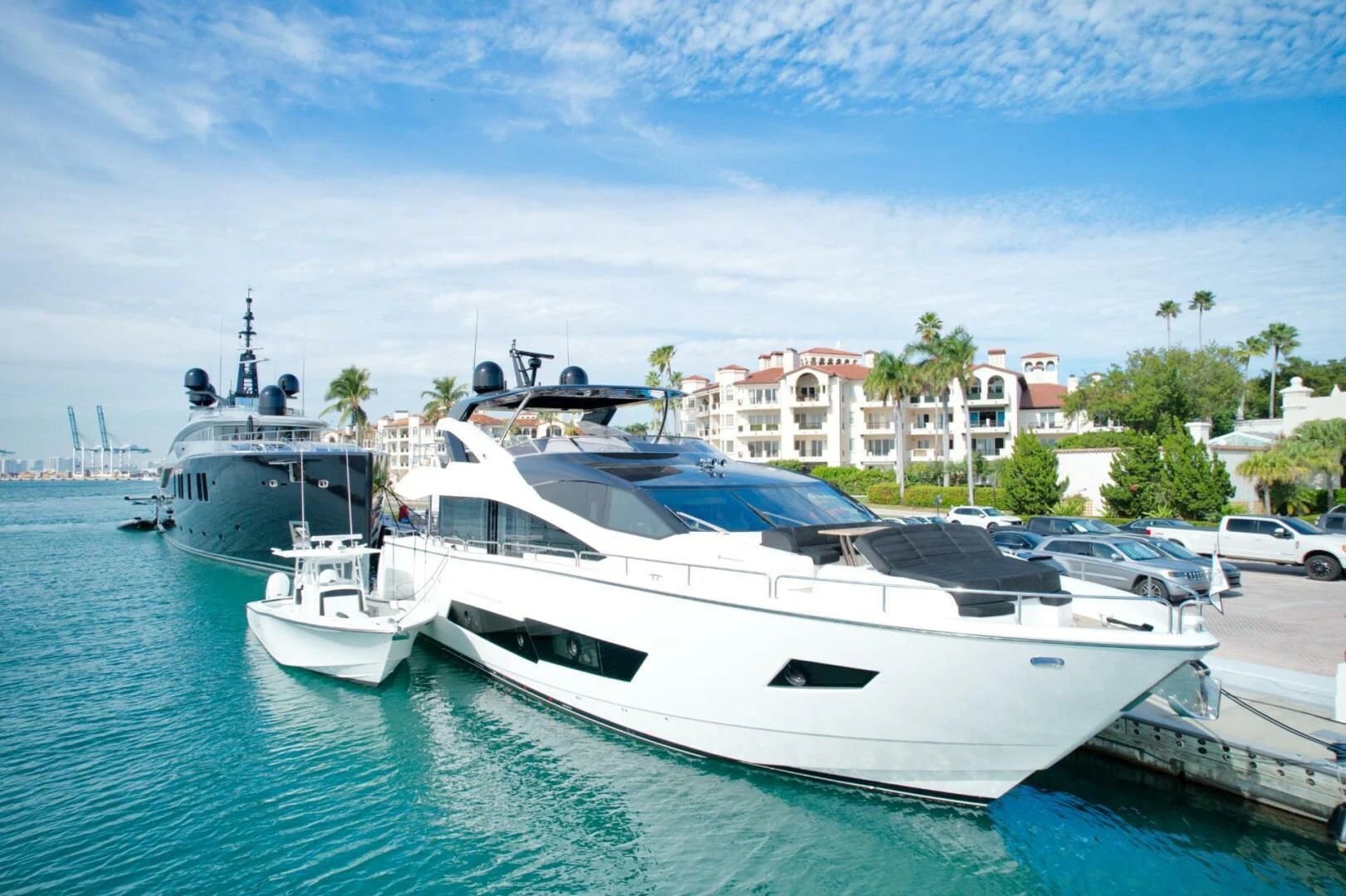 a group of boats are parked in a harbor aboard ALEXA Yacht for Sale