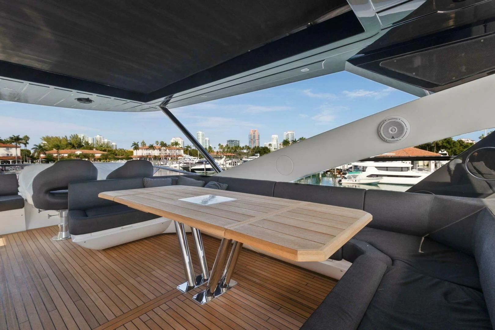 a table on a boat aboard ALEXA Yacht for Sale