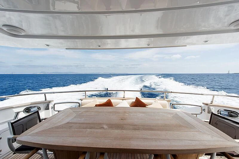 a table on a boat aboard LEX Yacht for Sale