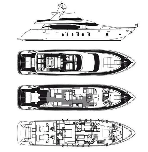 diagram, engineering drawing aboard LEX Yacht for Sale