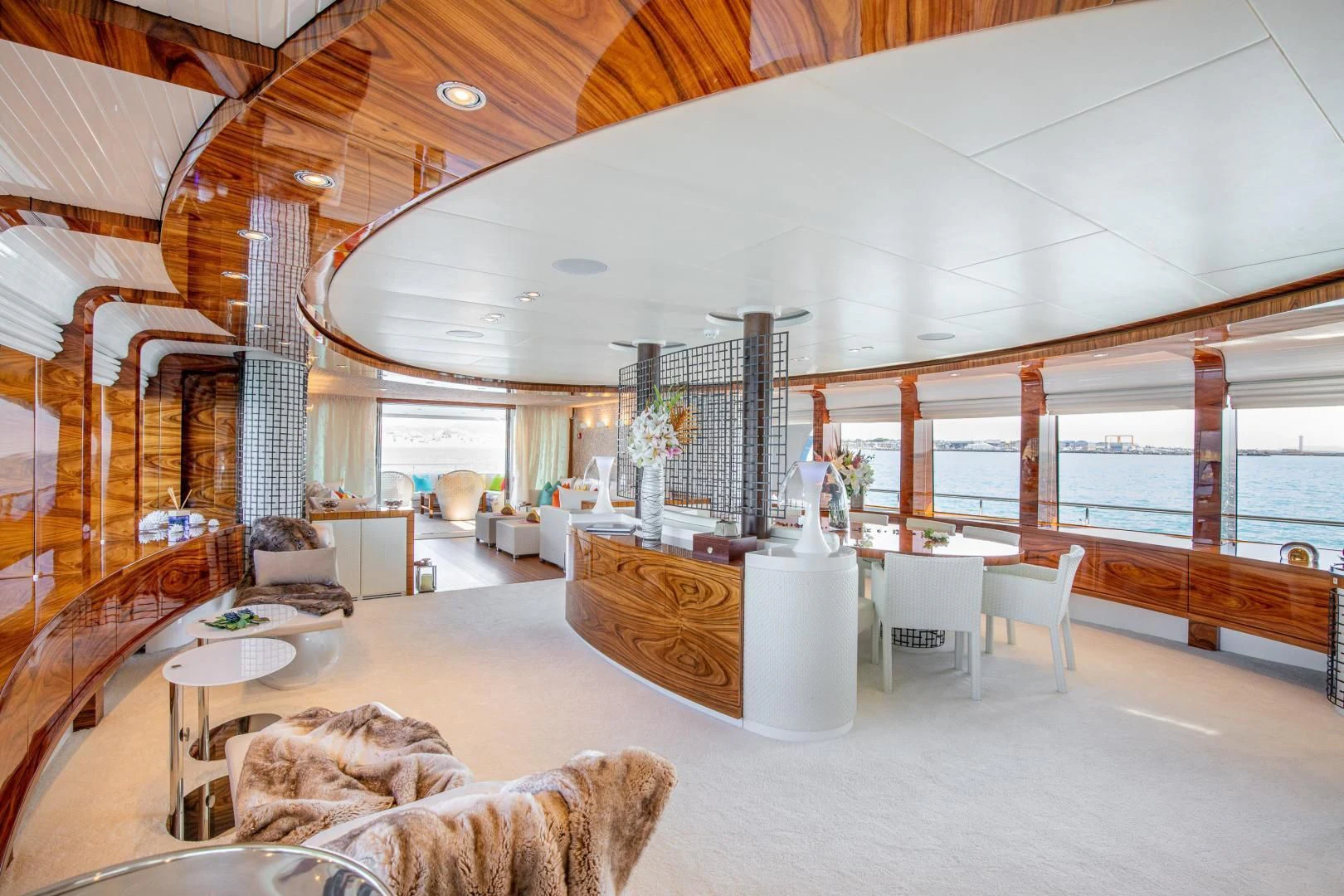 a large room with a large open window aboard HATT MILL Yacht for Sale