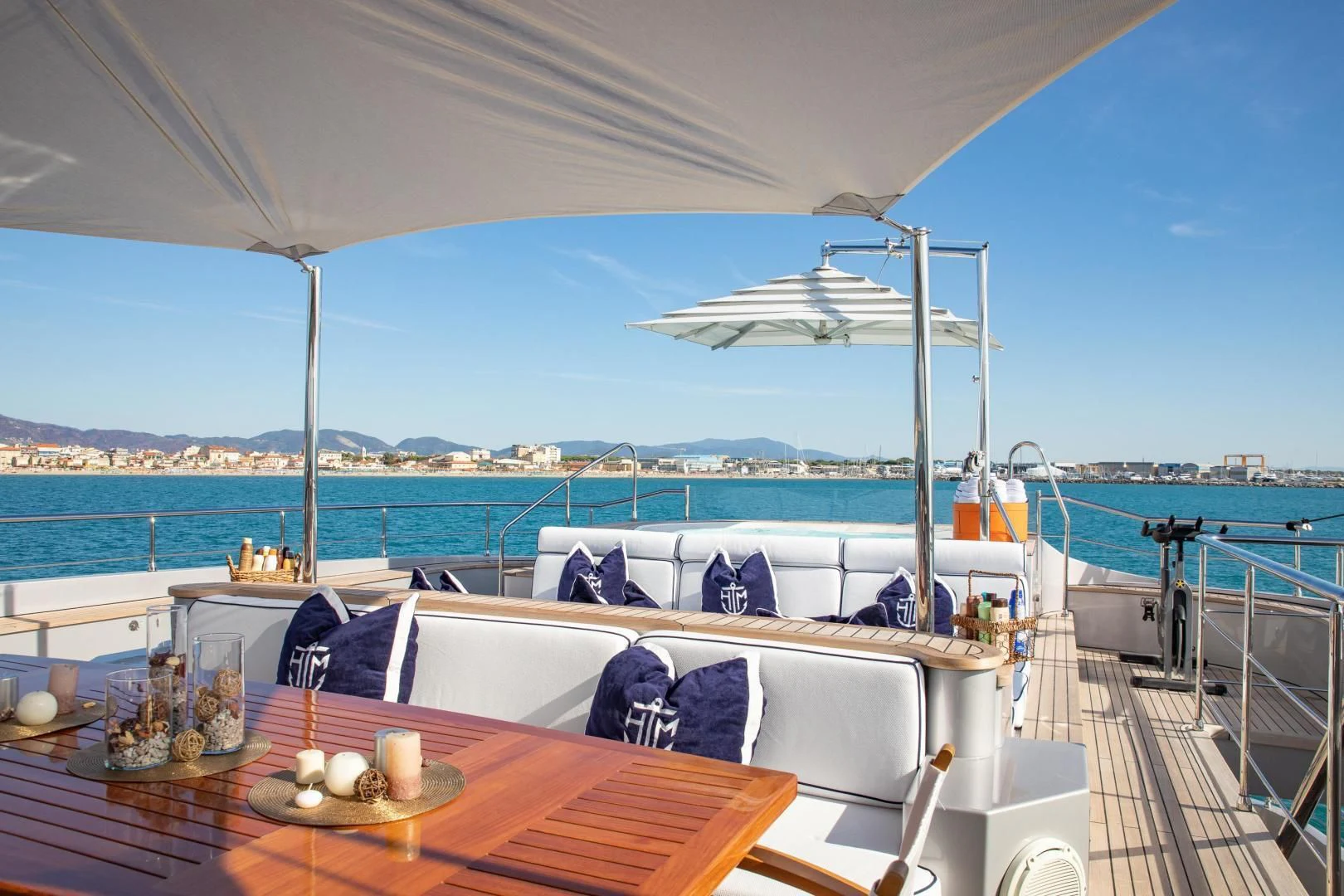 a table with food on it aboard HATT MILL Yacht for Sale