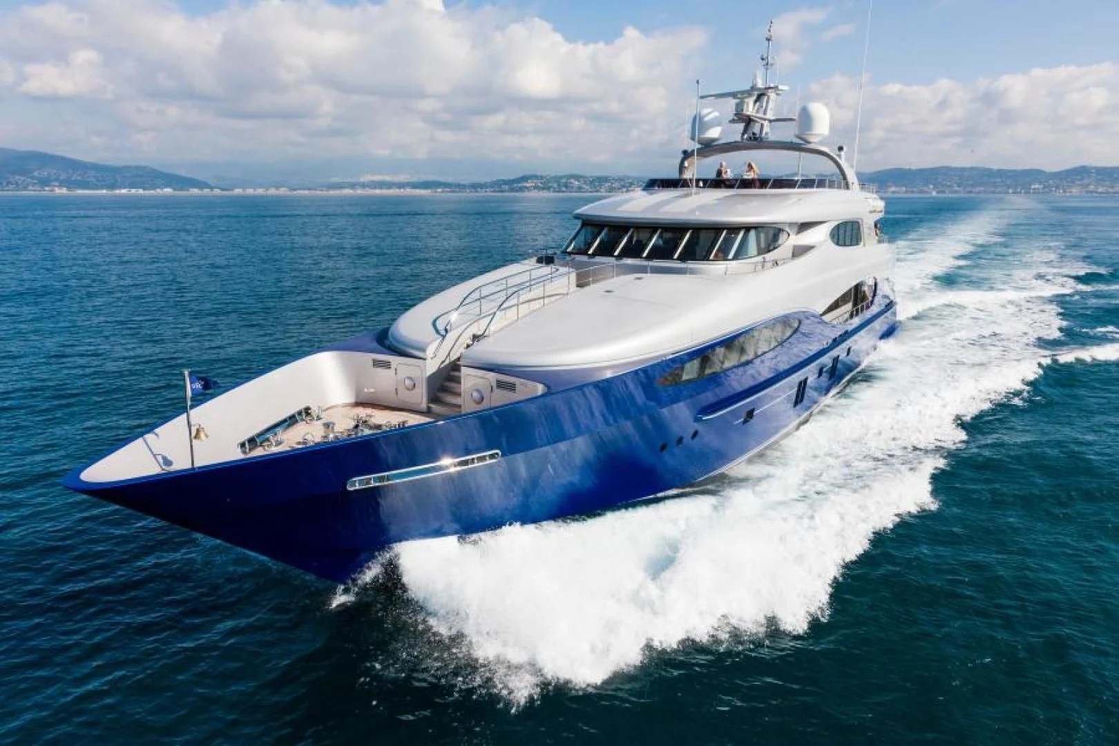 a large white boat aboard HATT MILL Yacht for Sale
