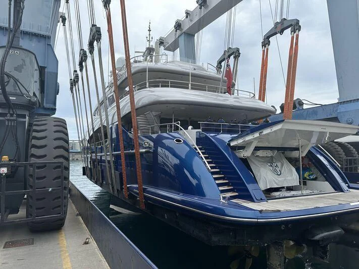 a large ship docked aboard HATT MILL Yacht for Sale