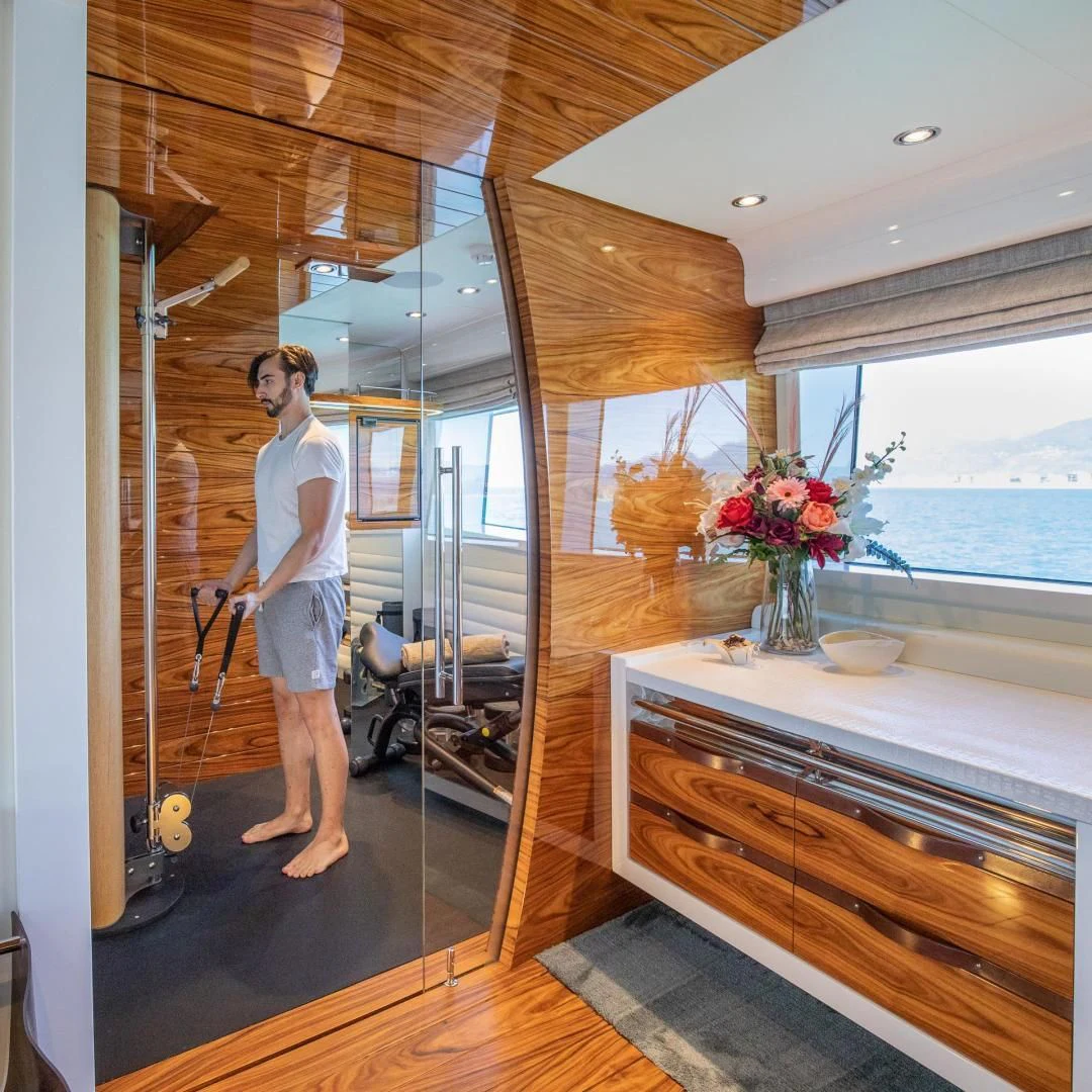 a person standing in a room aboard HATT MILL Yacht for Sale